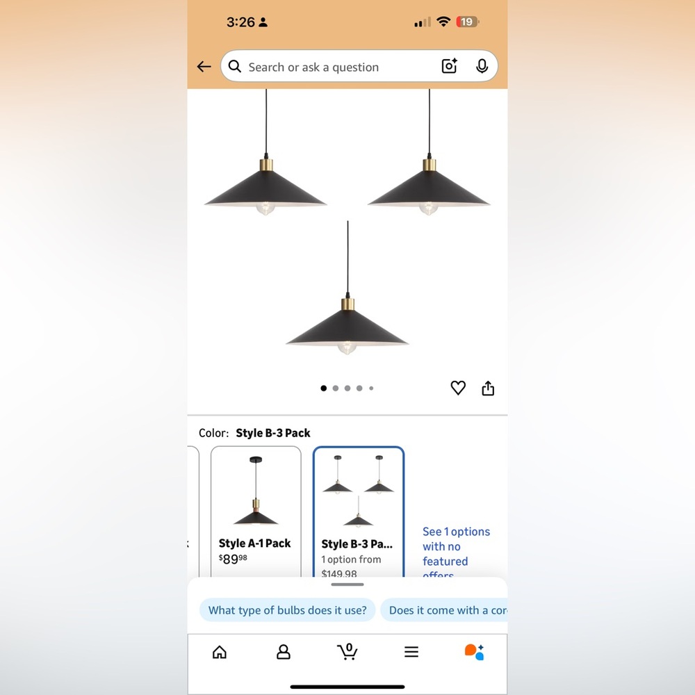 Black and Gold Pendant Light Fixture
